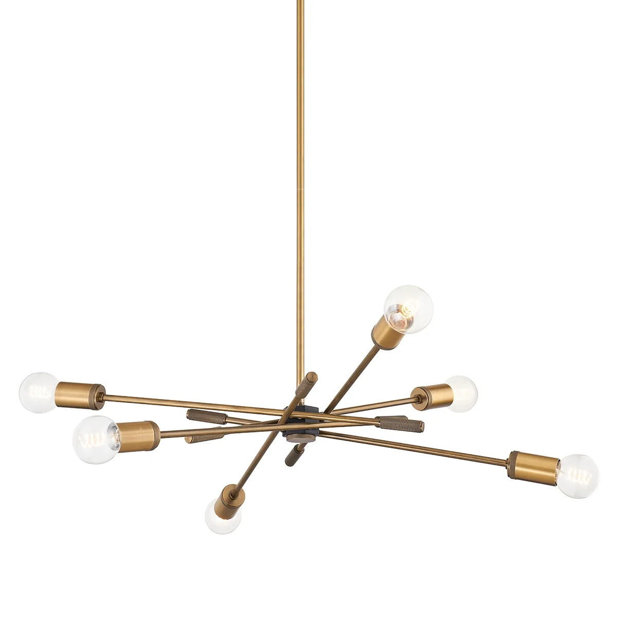 Chino Six Light Chandelier in Patina Brass