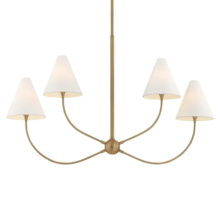 Evermore Four Light Linear Pendant in Patina Brass