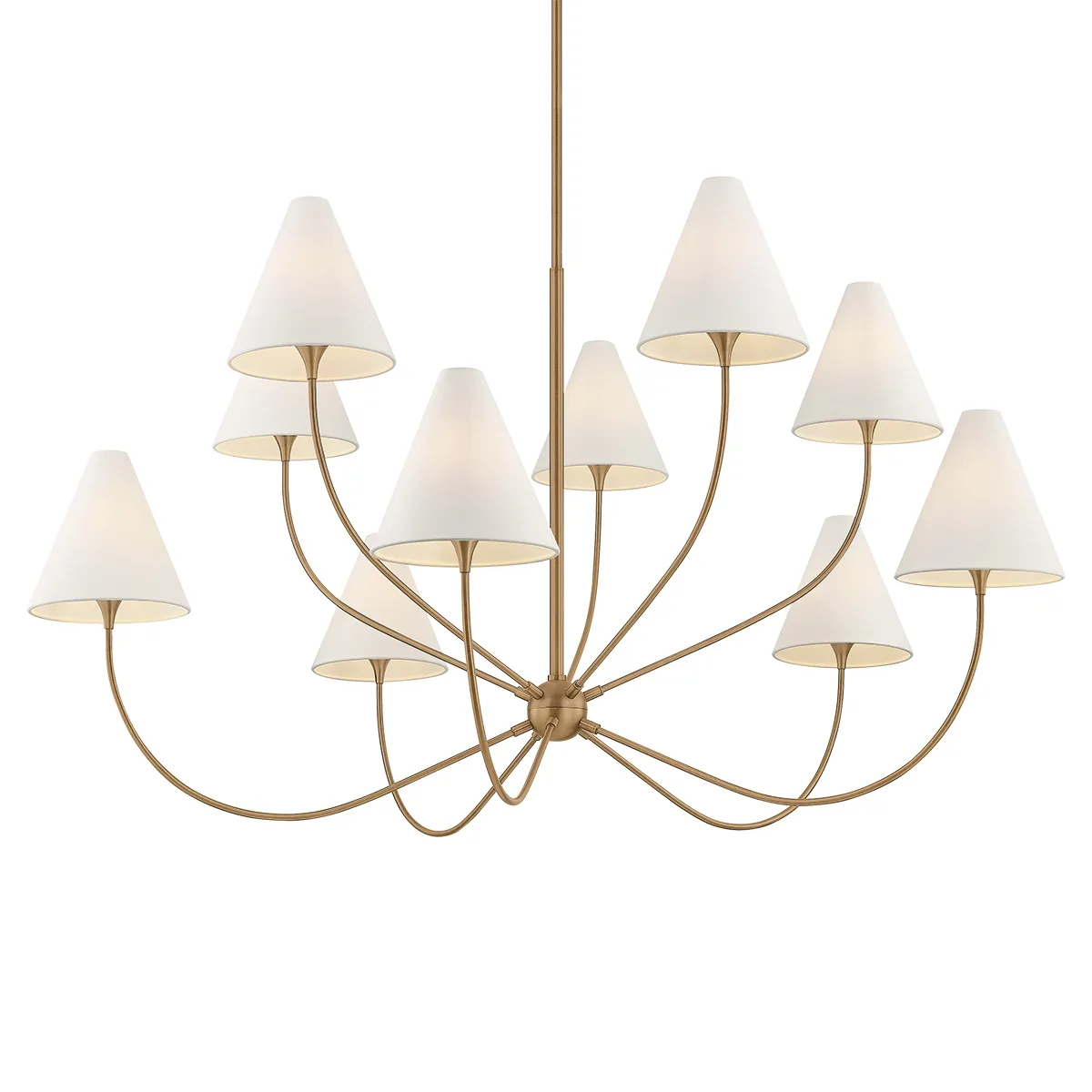 Evermore Ten Light Chandelier in Patina Brass