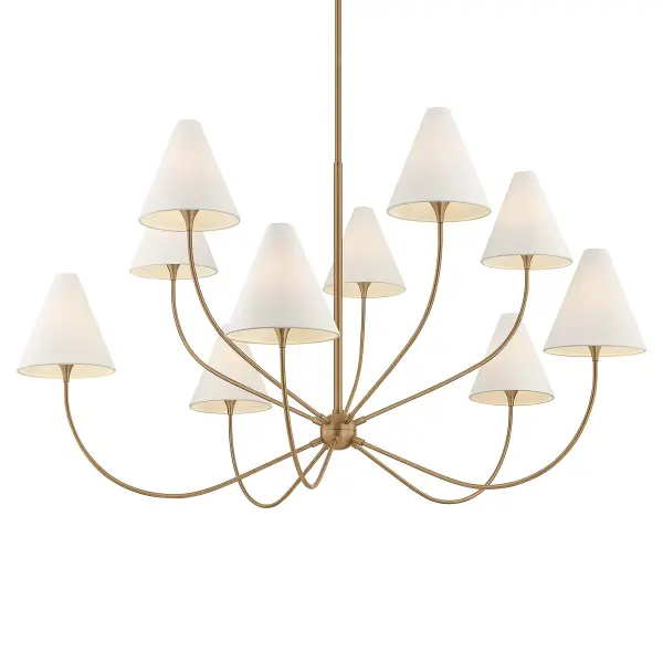 Evermore Ten Light Chandelier in Patina Brass