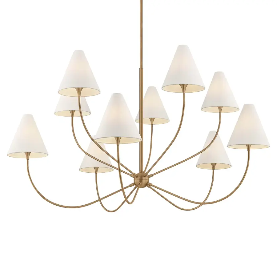Evermore Ten Light Chandelier in Patina Brass