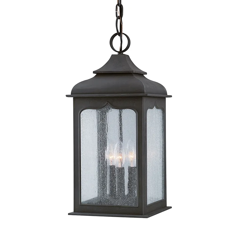 Henry Street Three Light Hanging Lantern in Textured Bronze
