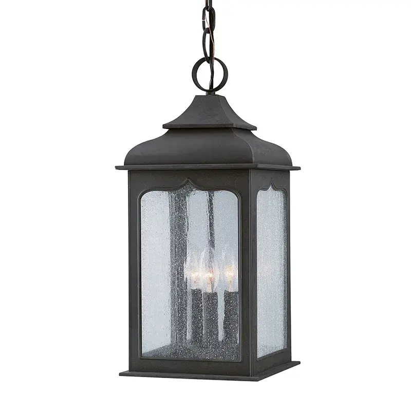 Henry Street Three Light Hanging Lantern in Textured Bronze