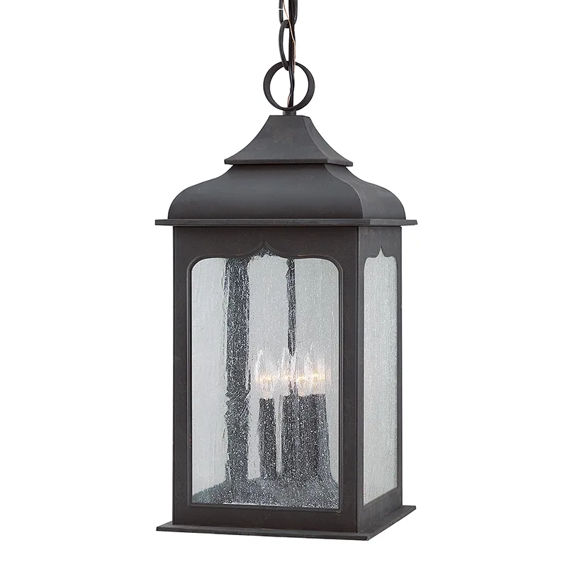 Henry Street Four Light Hanging Lantern in Textured Bronze