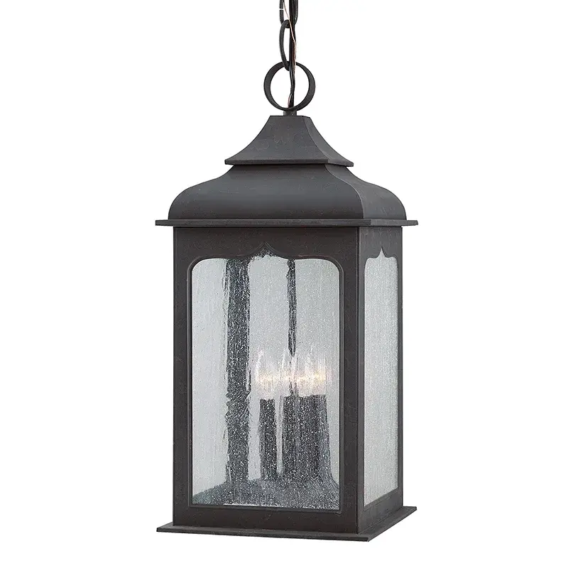 Henry Street Four Light Hanging Lantern in Textured Bronze