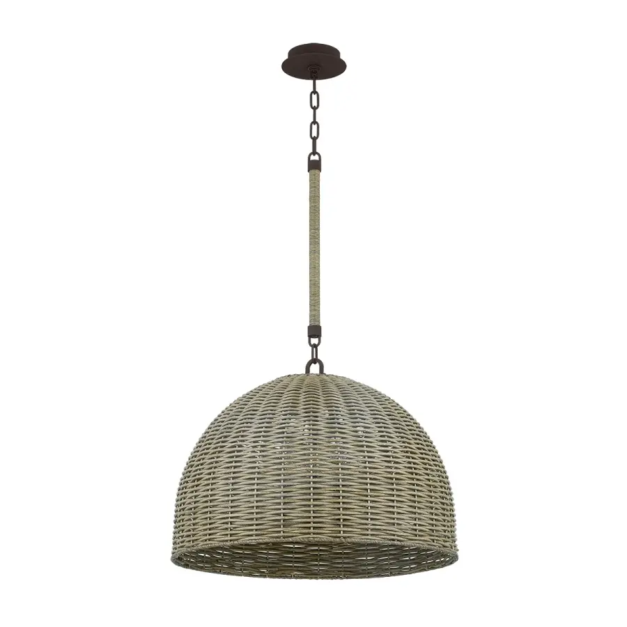Huxley Three Light Outdoor Pendant in Textured Bronze