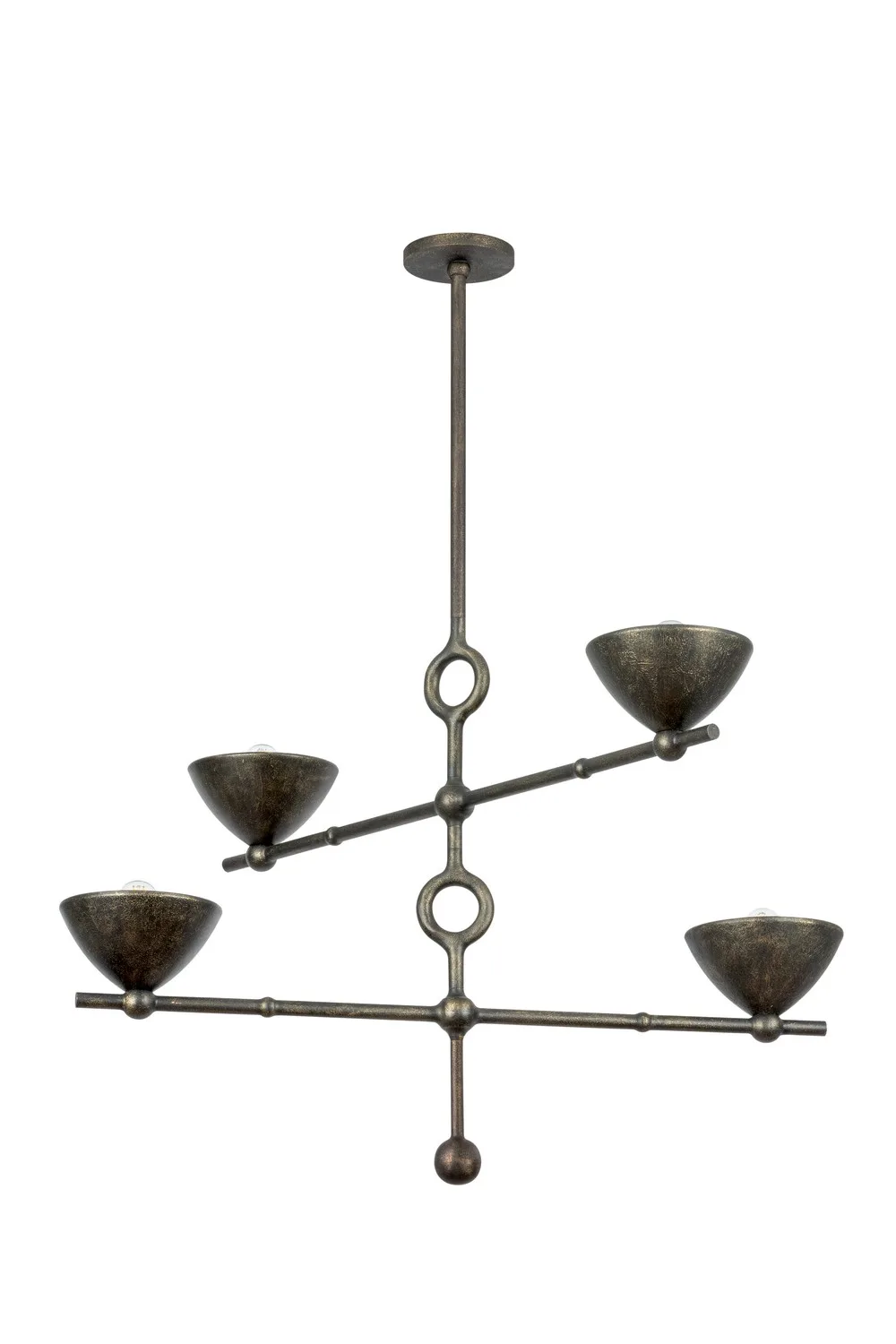 Vishal Four Light Chandelier in Black Patina Gold