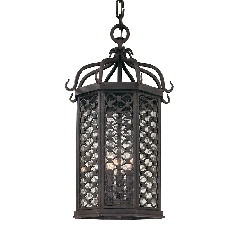 Los Olivos Three Light Hanging Lantern in Textured Iron