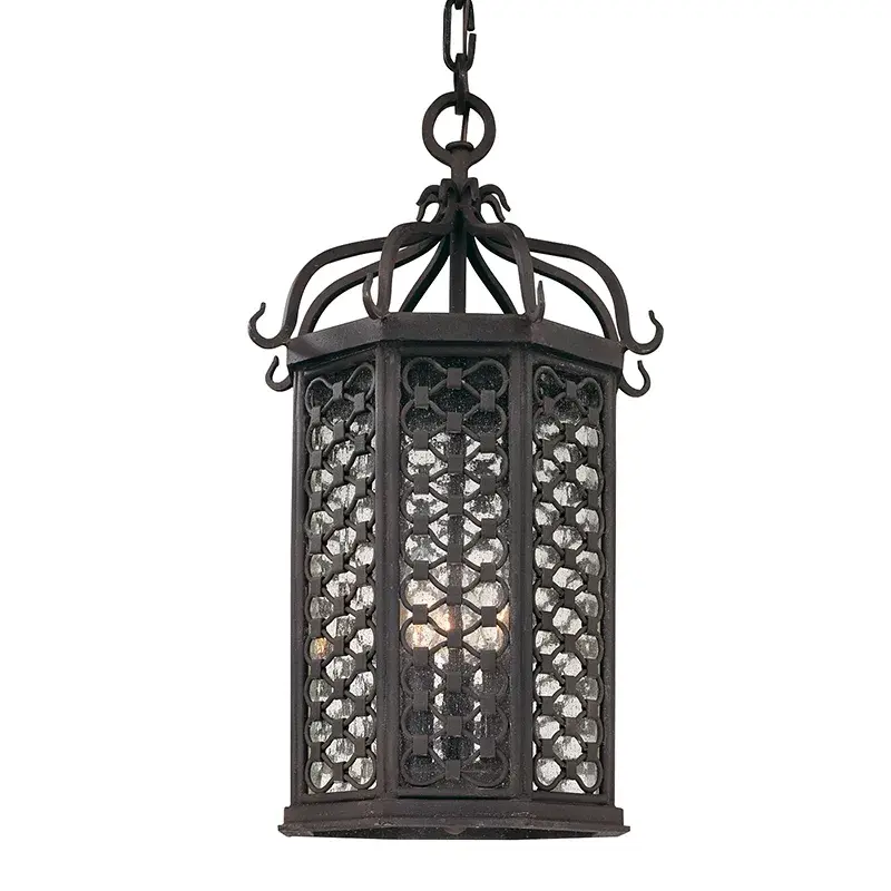 Los Olivos Three Light Hanging Lantern in Textured Iron