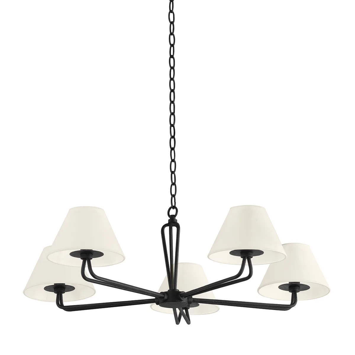 Ozias Five Light Chandelier in Black Iron