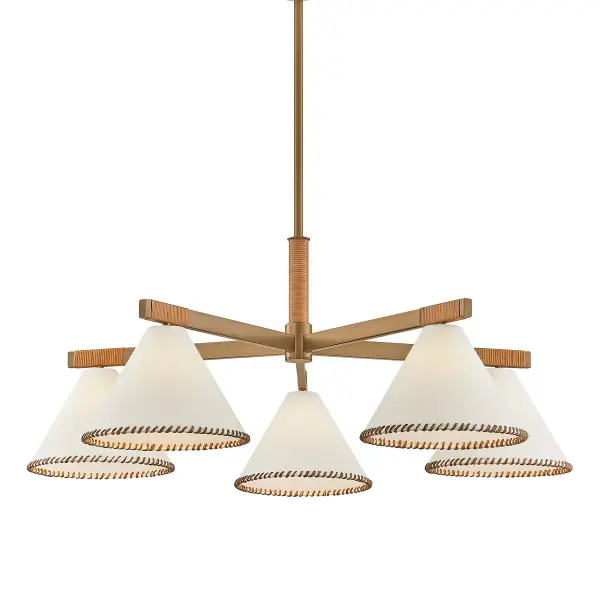 Stoney Five Light Chandelier in Patina Brass