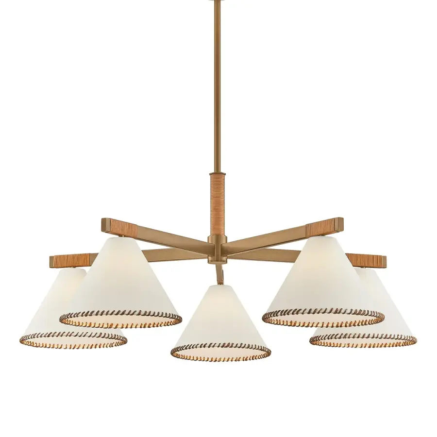 Stoney Five Light Chandelier in Patina Brass