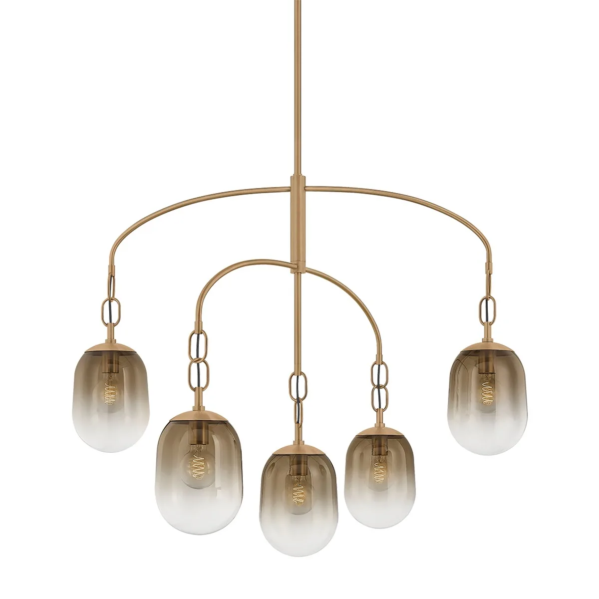Harvey Five Light Chandelier in Patina Brass