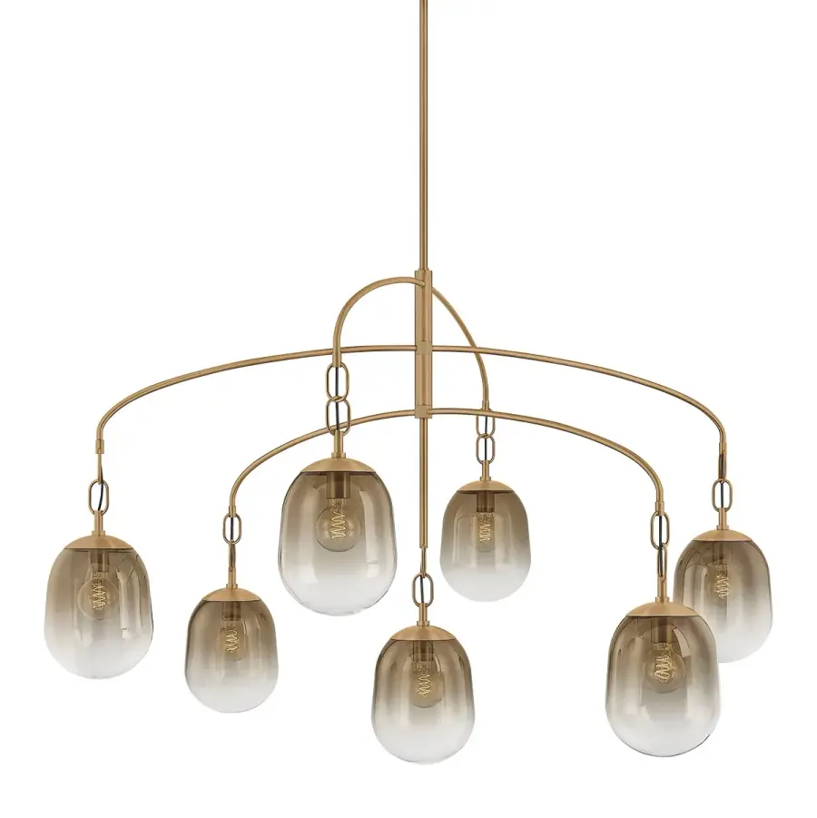 Harvey Seven Light Chandelier in Patina Brass