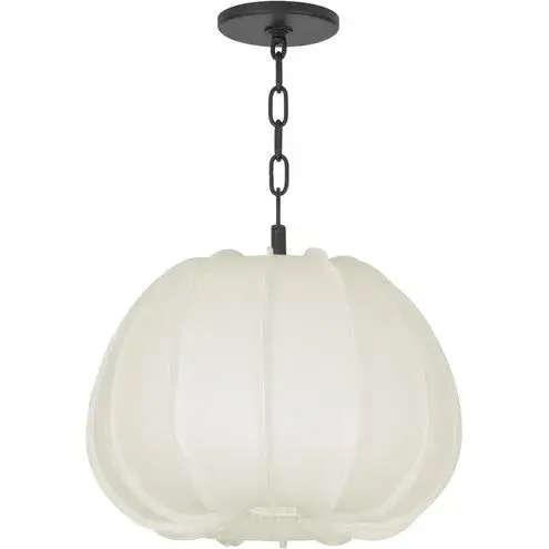 The Bayu pendant brings organic beauty through its handcrafted paper shade that diffuses light like a floating cloud. The biomorphic form and visible vertical seams showcase artisanal craftsmanship, while the substantial Forged Iron chain adds industrial contrast. Perfect for creating intimate, tranquil lighting in smaller spaces.