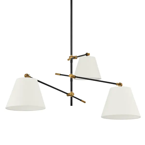 Navin Three Light Chandelier in Patina Brass