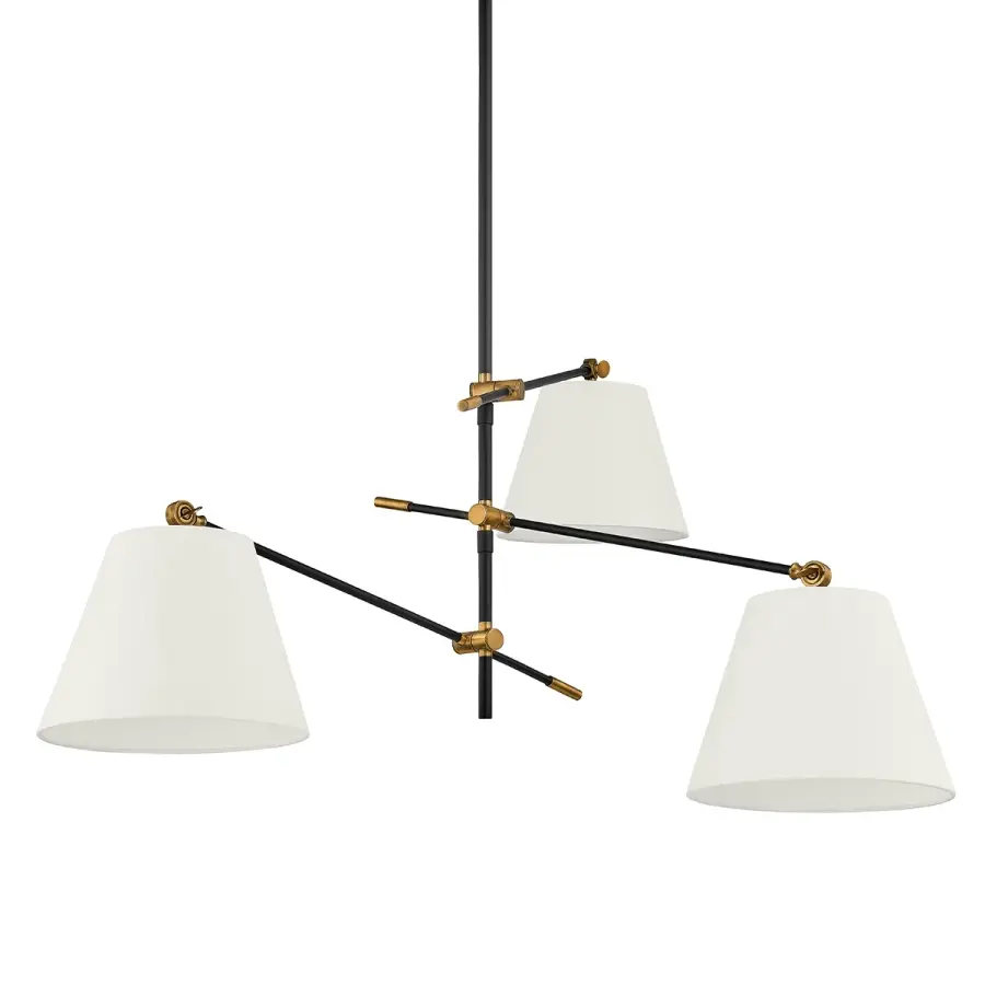 Navin Three Light Chandelier in Patina Brass