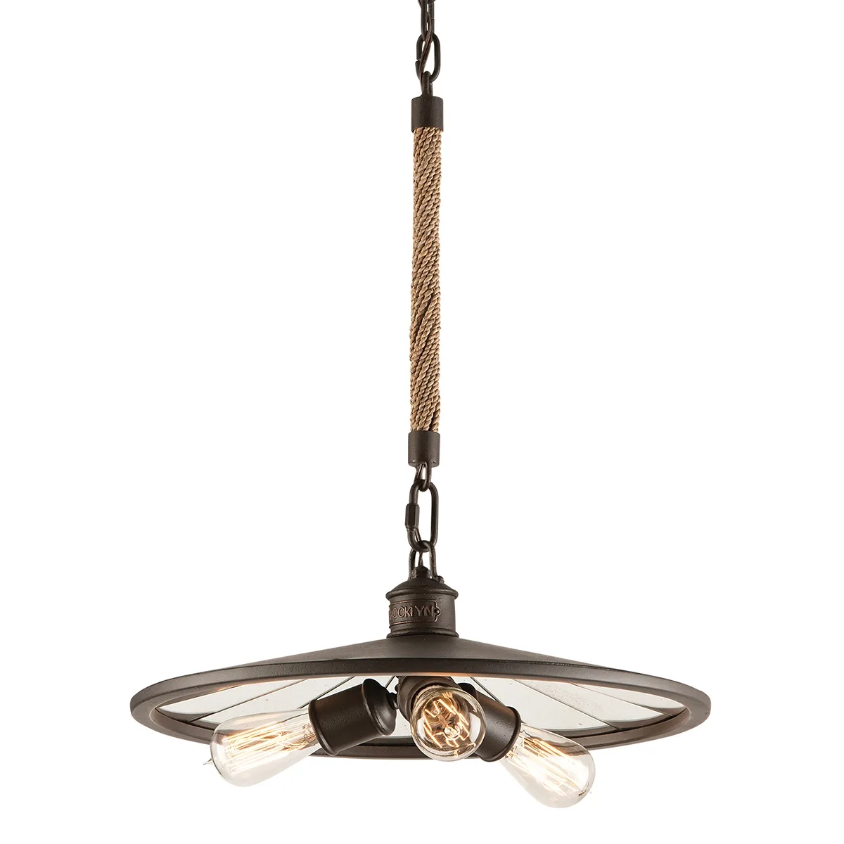 Brooklyn Three Light Pendant in Heritage Bronze