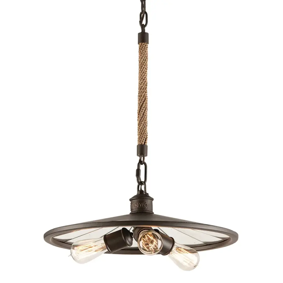 Brooklyn Three Light Pendant in Heritage Bronze