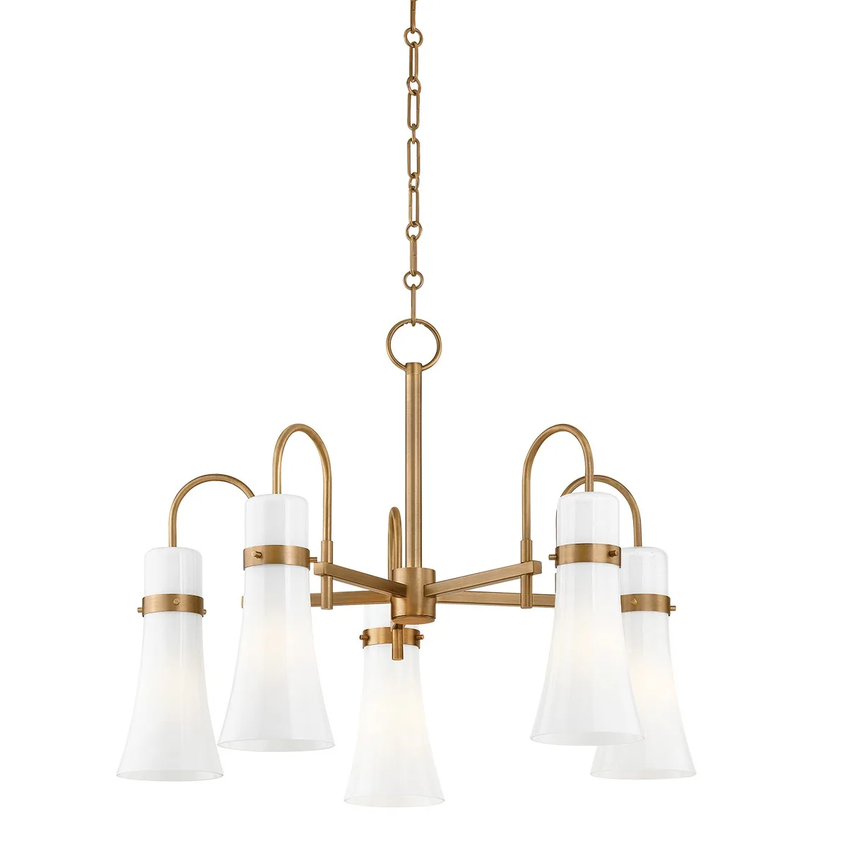 Maple Five Light Chandelier in Patina Brass
