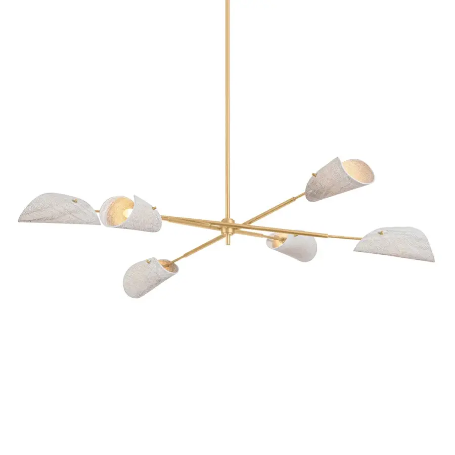 Ken Six Light Chandelier in Vintage Gold Leaf