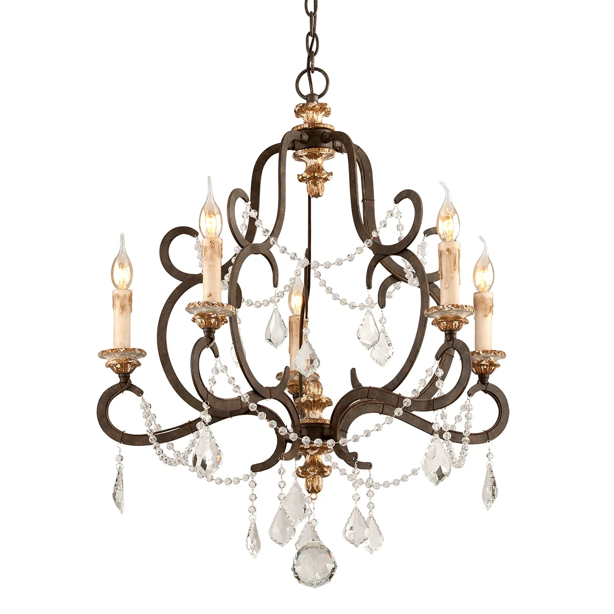 Bordeaux Five Light Chandelier in Parisian Bronze
