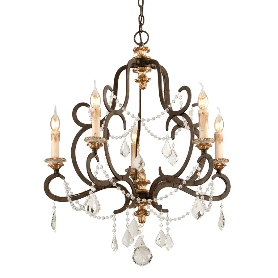 Bordeaux Five Light Chandelier in Parisian Bronze