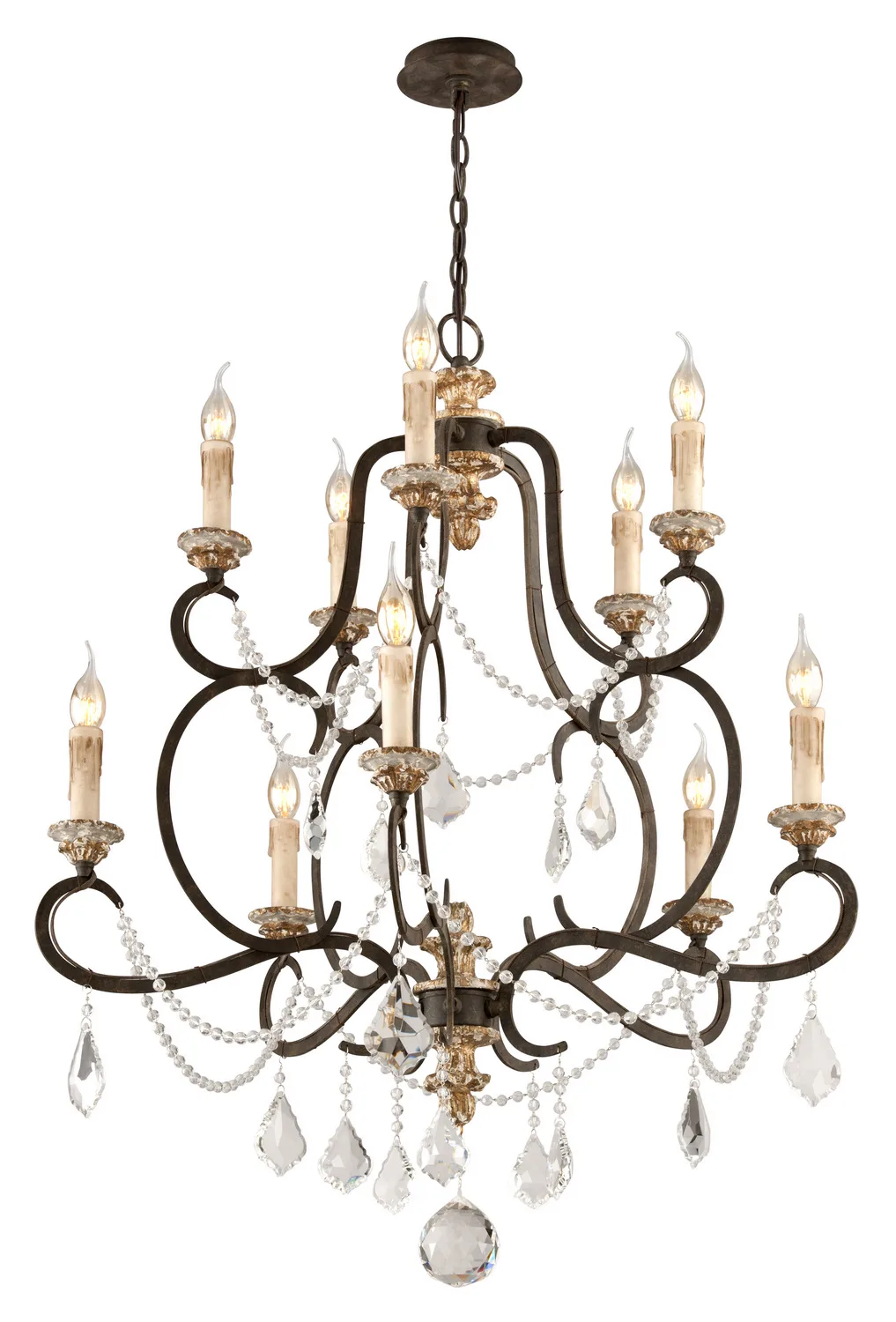 Bordeaux 10-Light Chandelier in Parisian Bronze