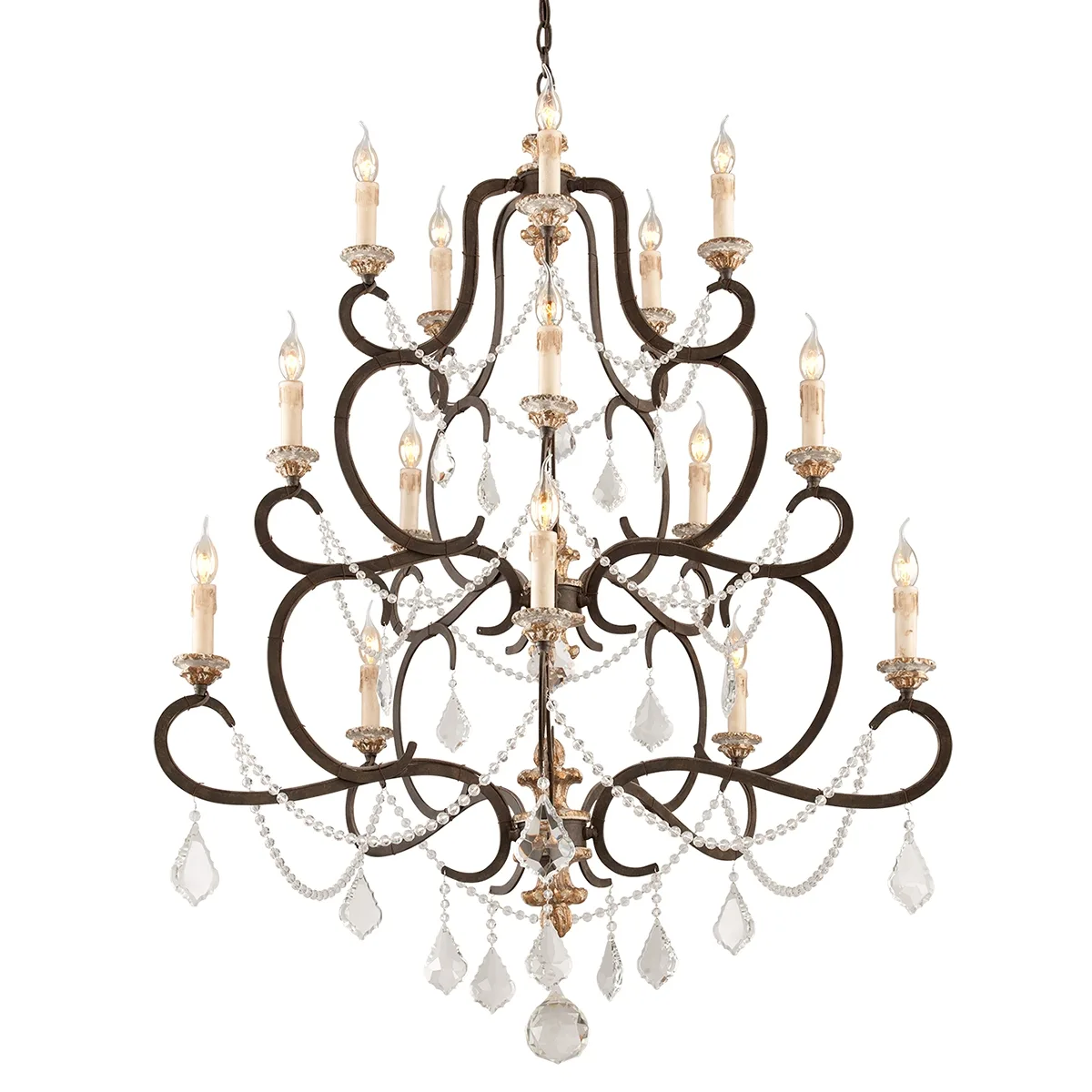 Bordeaux 15-Light Chandelier in Parisian Bronze