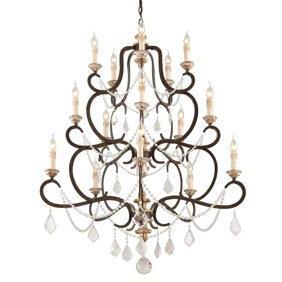 Bordeaux 15-Light Chandelier in Parisian Bronze