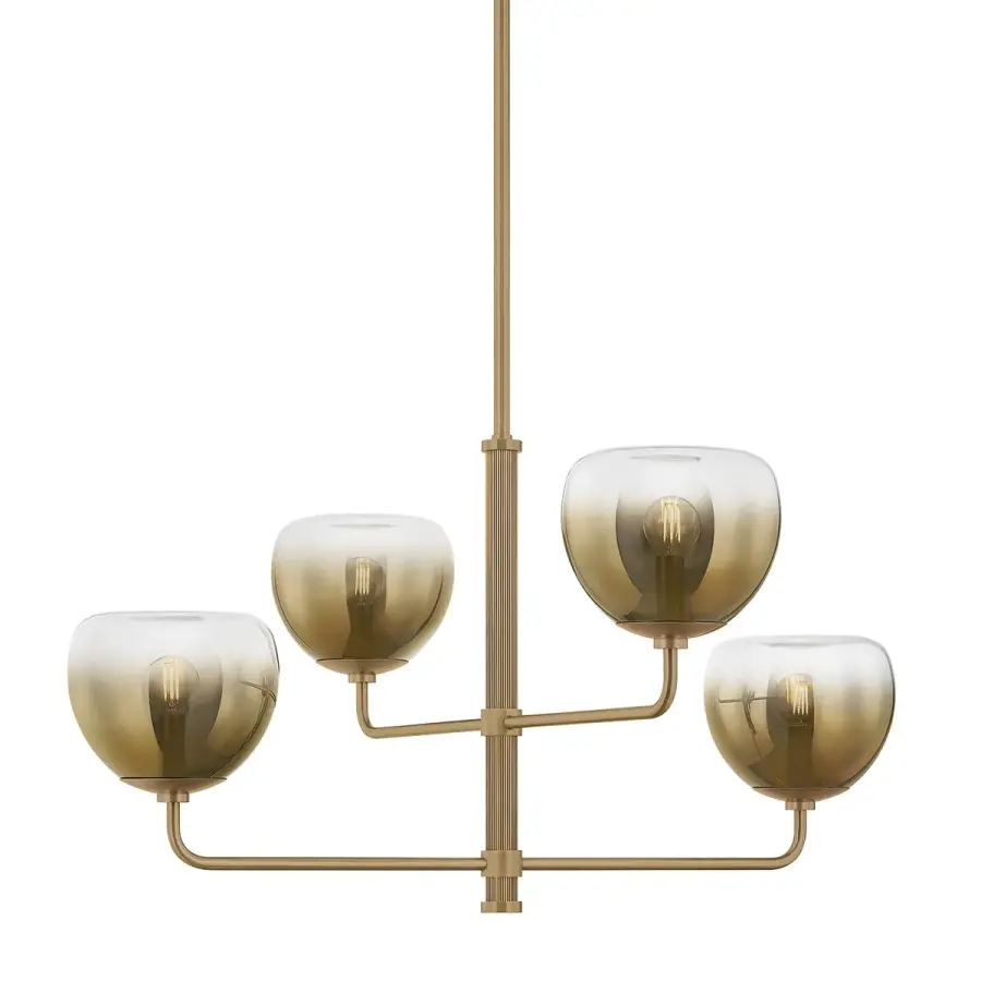 August Four Light Chandelier in Patina Brass