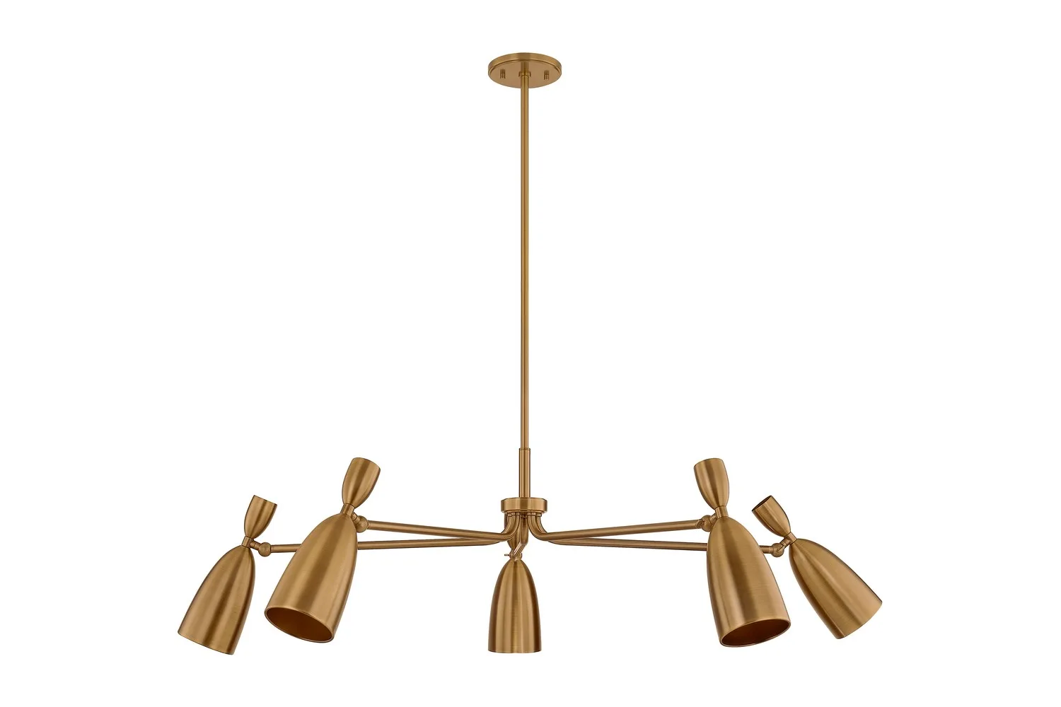 Spade 5-Light LED Chandelier in Patina Brass