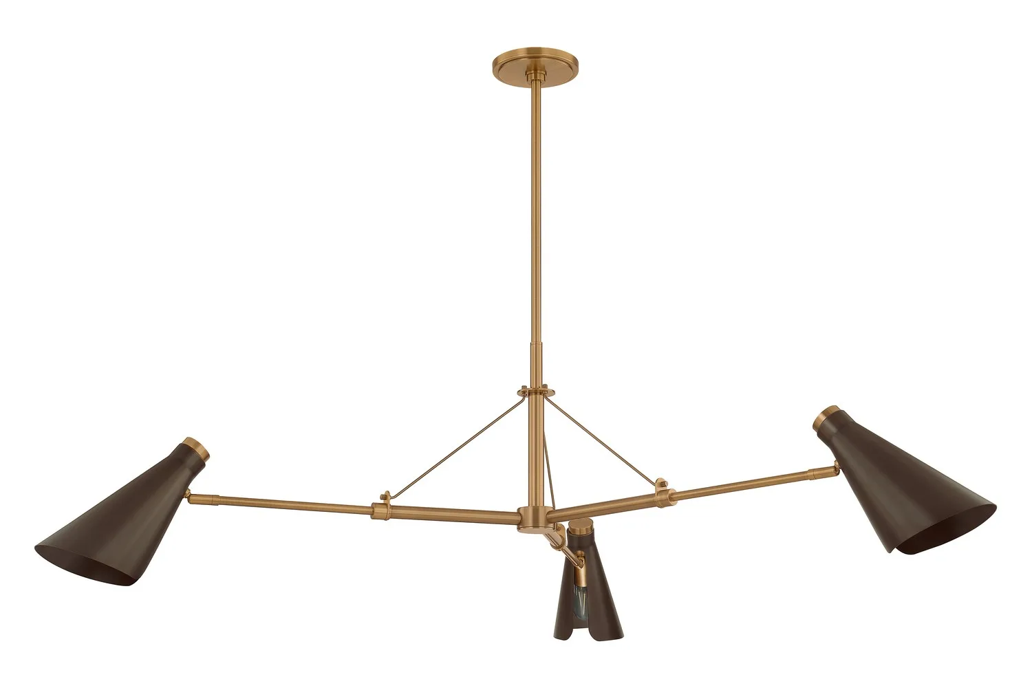 Andersen Three Light Chandelier in Patina Brass