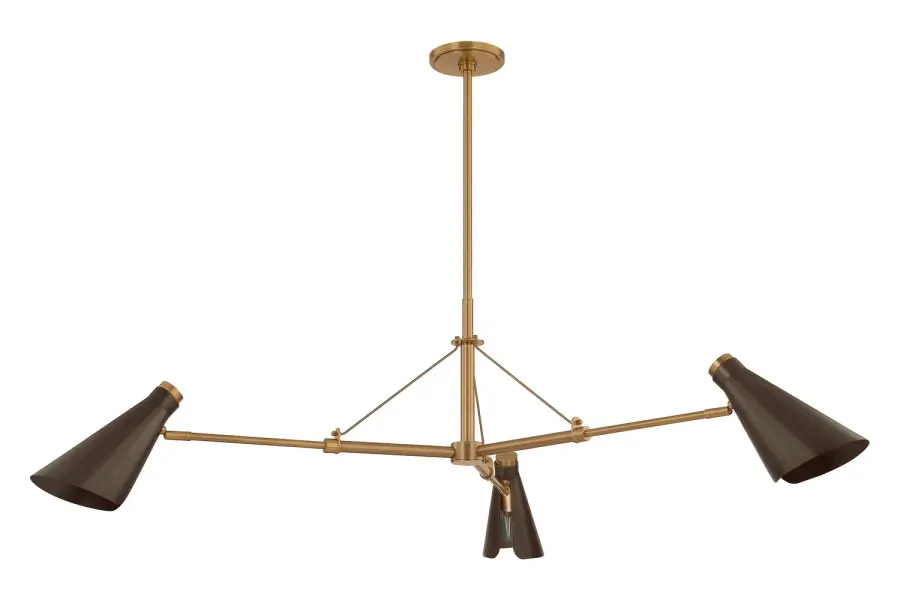 Andersen Three Light Chandelier in Patina Brass