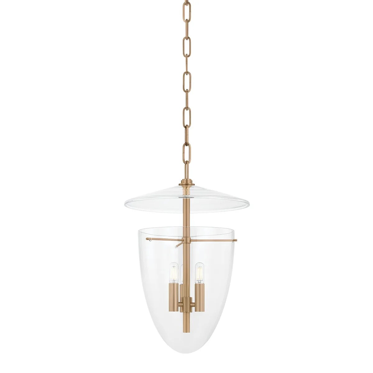 Tully Three Light Lantern in Patina Brass