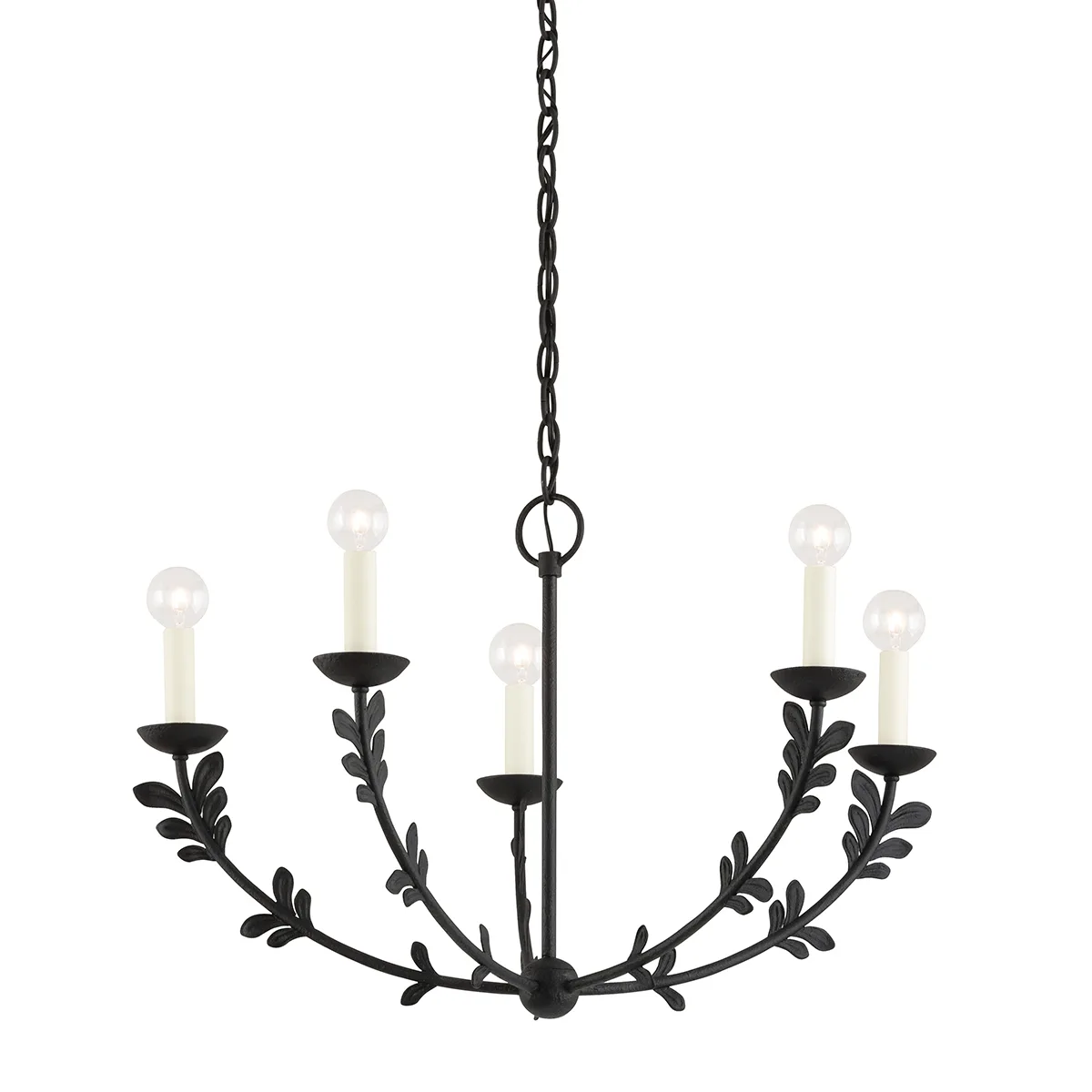 Florian Five Light Chandelier in Black Iron