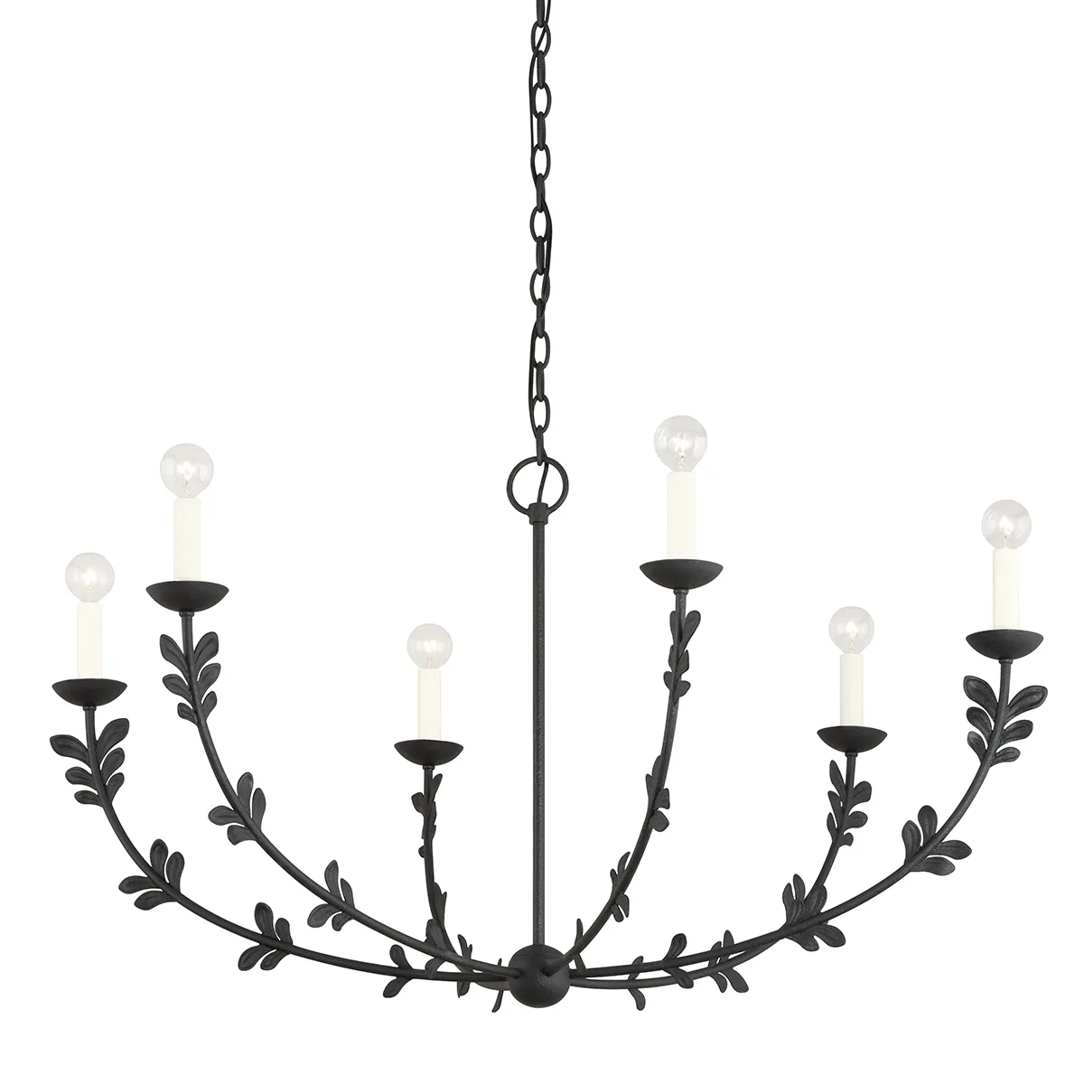 Florian Six Light Chandelier in Black Iron