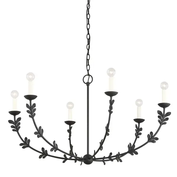 Florian Six Light Chandelier in Black Iron