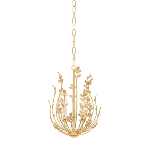 The Delmore brings nature indoors with its ethereal, botanically-inspired design featuring curving stems and etched leaf details. The vintage gold leaf finish adds warmth and sophistication to this compact 3-light fixture.