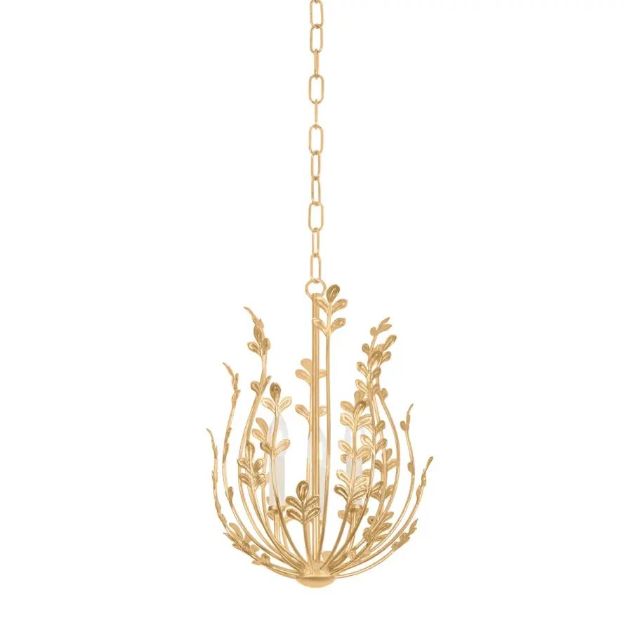 Delmore Three Light Chandelier in Vintage Gold Leaf
