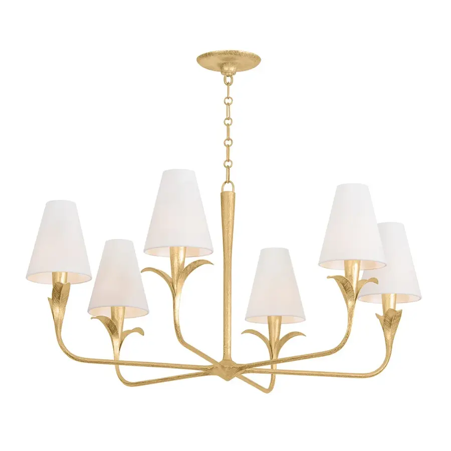 Quill 6-Light Chandelier in Gilded Ivory
