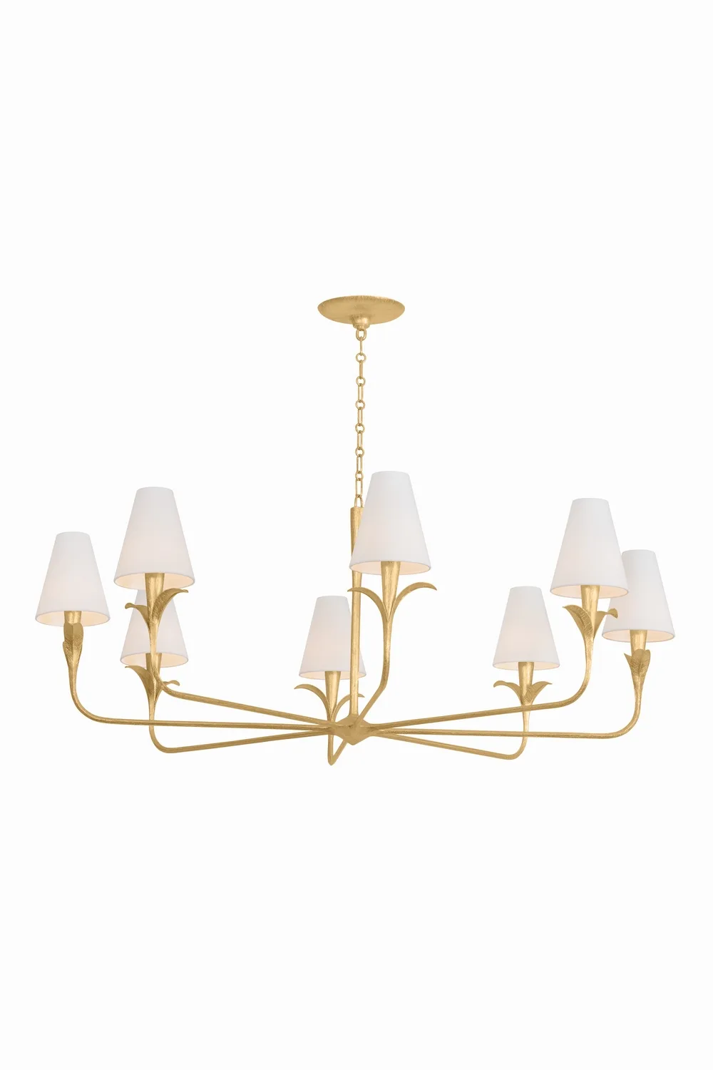 Quill Eight Light Chandelier in Gilded Ivory