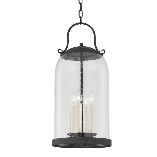 The Napa County pendant by Mark D. Sikes brings romantic, candlelit ambiance to outdoor spaces. Its oversized dome with clear seedy glass and seamless curves create a timeless fixture perfect for alfresco dining and covered porches.