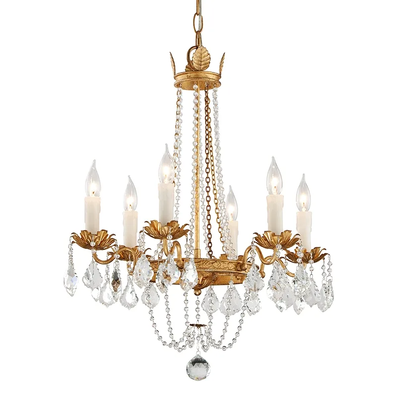 Viola Six Light Chandelier in Vintage Gold Leaf