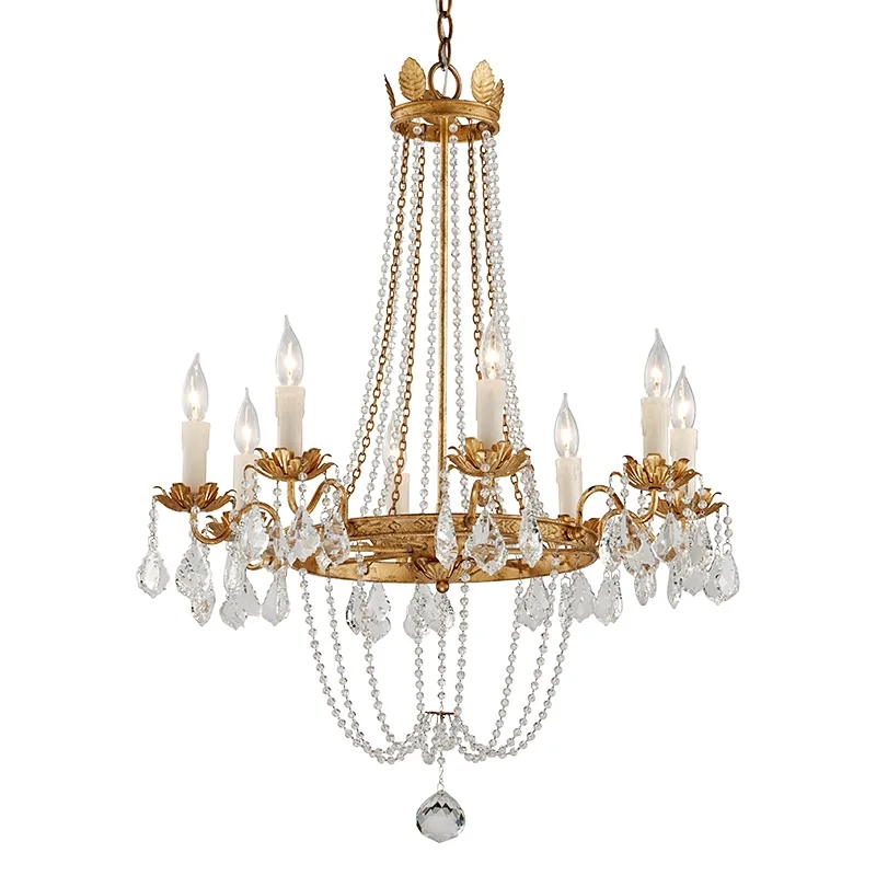 Viola Eight Light Chandelier in Distressed Gold Leaf