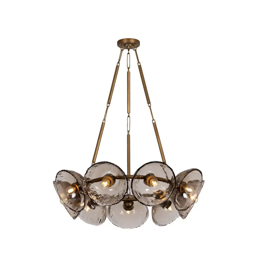 Diego Nine Light Chandelier in Patina Gold Leaf