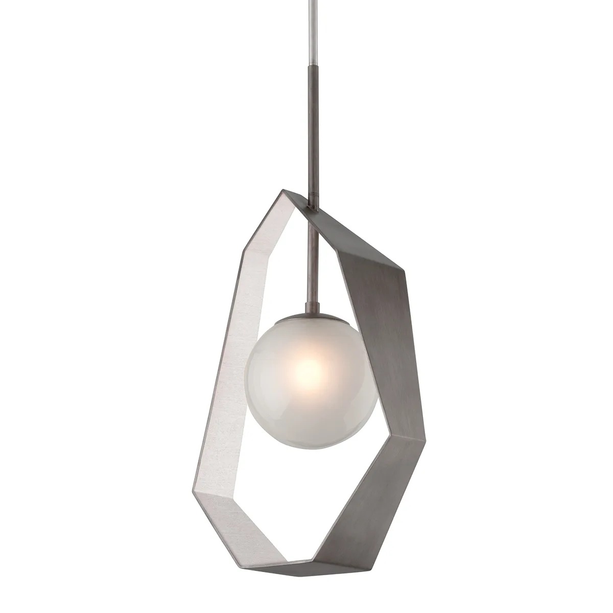 Origami One Light Pendant in Graphite with Silver Leaf
