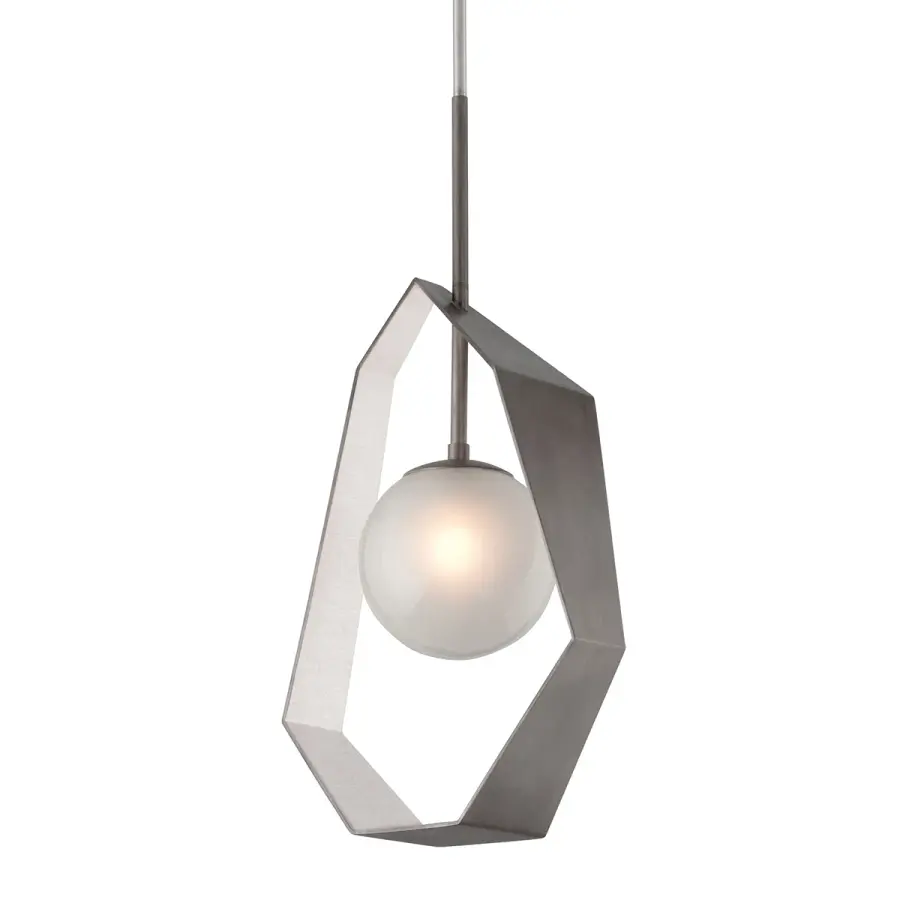 Origami One Light Pendant in Graphite with Silver Leaf