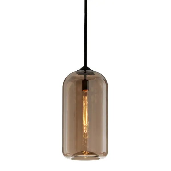 The District pendant blends industrial authenticity with refined craftsmanship. Its hand-blown champagne glass shade and soft black iron finish create a sophisticated yet approachable aesthetic perfect for modern and transitional spaces.