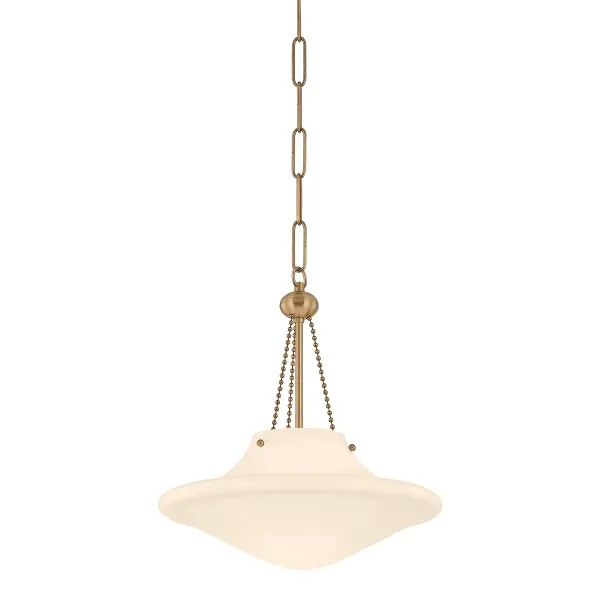 Era blends mid-century charm with contemporary clean lines through its opal glass globe and decorative brass details. The compact 14-inch size makes it perfect for smaller spaces while the warm ambient glow creates inviting atmosphere.